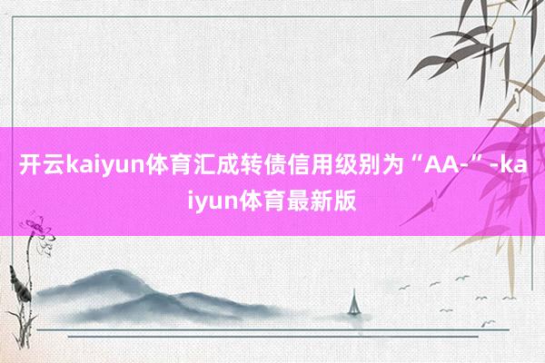 开云kaiyun体育汇成转债信用级别为“AA-”-kaiyun体育最新版