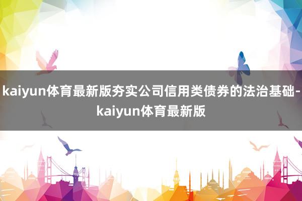 kaiyun体育最新版夯实公司信用类债券的法治基础-kaiyun体育最新版