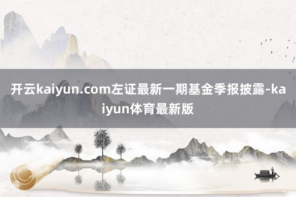 开云kaiyun.com左证最新一期基金季报披露-kaiyun体育最新版