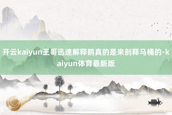 开云kaiyun王哥迅速解释鹅真的是来剖释马桶的-kaiyun体育最新版