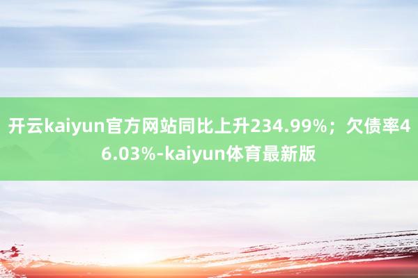 开云kaiyun官方网站同比上升234.99%；欠债率46.03%-kaiyun体育最新版