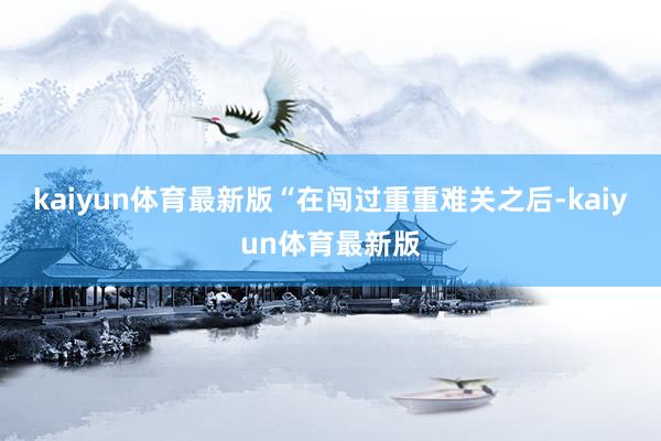 kaiyun体育最新版“在闯过重重难关之后-kaiyun体育最新版