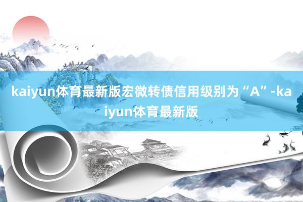 kaiyun体育最新版宏微转债信用级别为“A”-kaiyun体育最新版