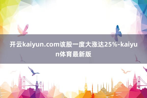 开云kaiyun.com该股一度大涨达25%-kaiyun体育最新版