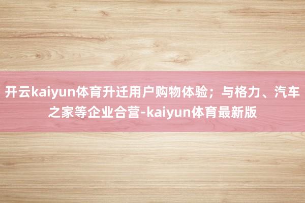 开云kaiyun体育升迁用户购物体验；与格力、汽车之家等企业合营-kaiyun体育最新版