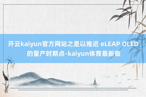 开云kaiyun官方网站之是以推迟 eLEAP OLED 的量产时期点-kaiyun体育最新版