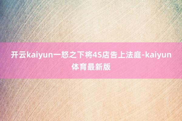开云kaiyun一怒之下将4S店告上法庭-kaiyun体育最新版
